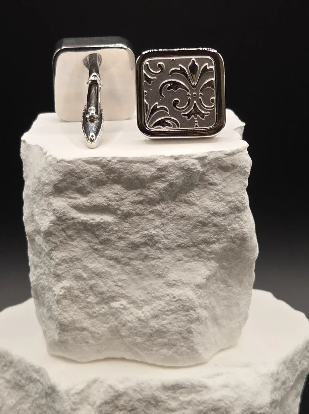 Silver Fleur-de-Lis Stainless Steel Cufflinks for Men